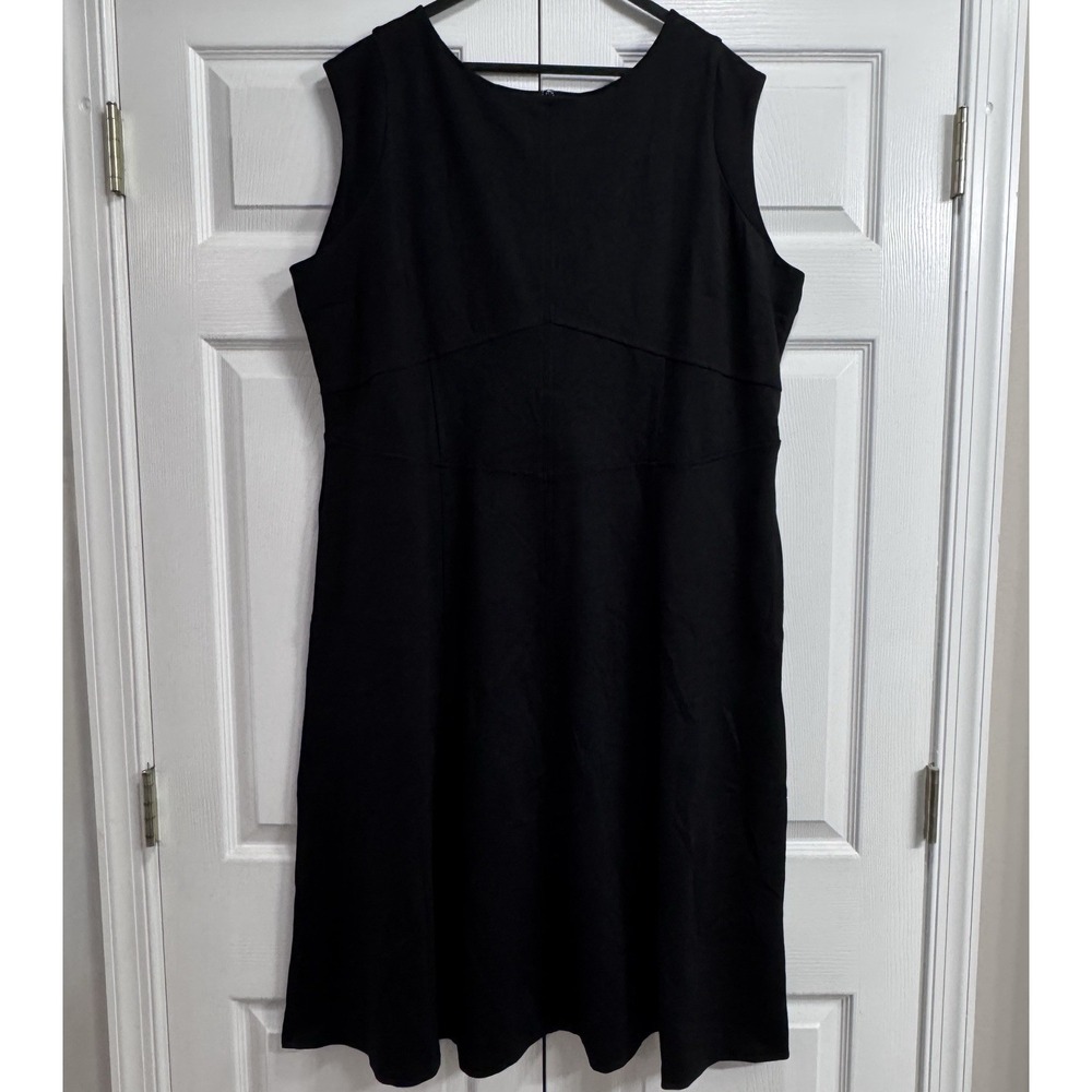 Talbots Women's Petite Little Black Dress 20WP Midi Sleeveless Knit Pockets NWT